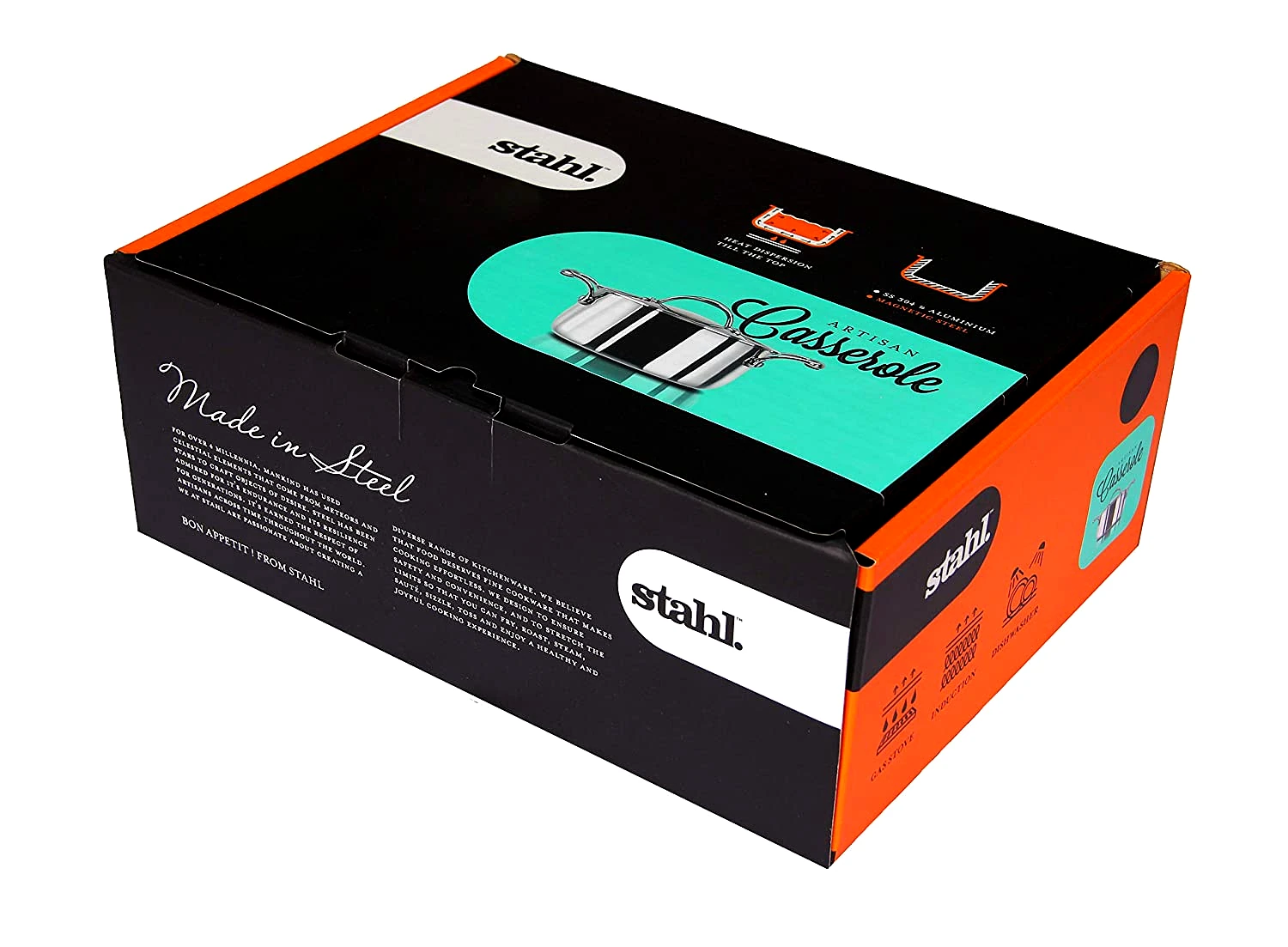 Stahl Artisan Triply Stainless Steel Casserole with Lid | Premium Induction-Friendly Cook & Serve Casserole (Size - 32cm-12.2ltr) by Mahavir Home Store view 2