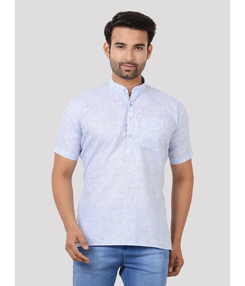 Maharaja - Blue Cotton Blend Men's Regular Kurta ( Pack of 1 )