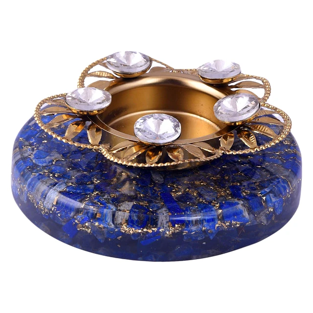 Tealight Holders with Natural Crystal Stone, Decorative,Votive Candle Holder, Tealight Candle Holder for Romantic Candle, Night, Dinner,Wedding,Bathroom, Diwali, Chirstmas(KI_099) by Krishna Impex