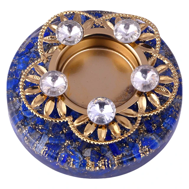 Tealight Holders with Natural Crystal Stone, Decorative,Votive Candle Holder, Tealight Candle Holder for Romantic Candle, Night, Dinner,Wedding,Bathroom, Diwali, Chirstmas(KI_099) by Krishna Impex view 2