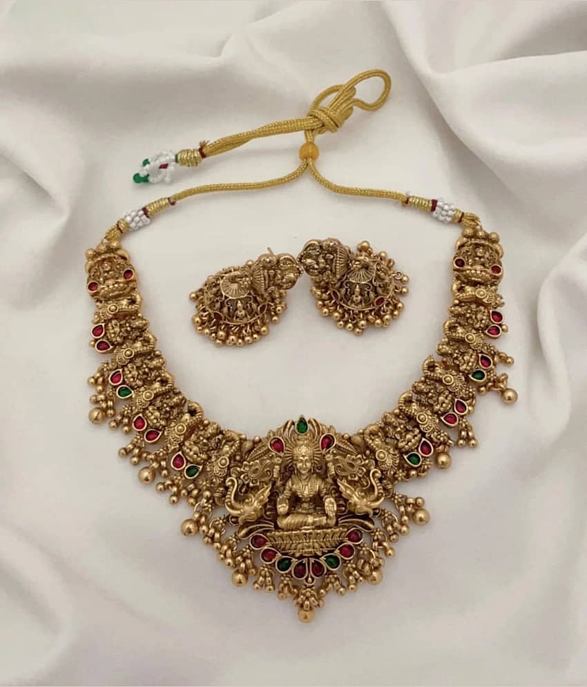 ROFARWORD Gold Brass Necklace Set ( Pack of 1 ) view 2