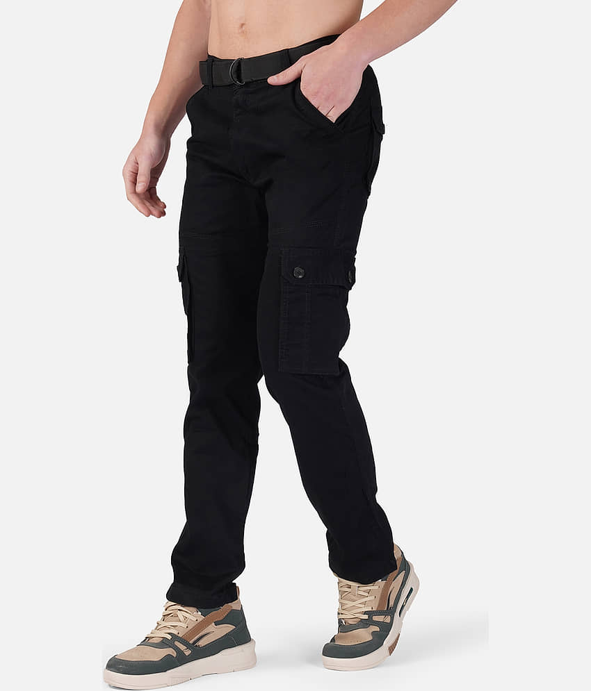 Urban Legends Regular Flat Men's Cargos - Black ( Pack of 1 ) view 2