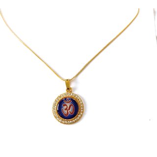 24 ct Gold Plated Om Locket With Golden Chain view 2