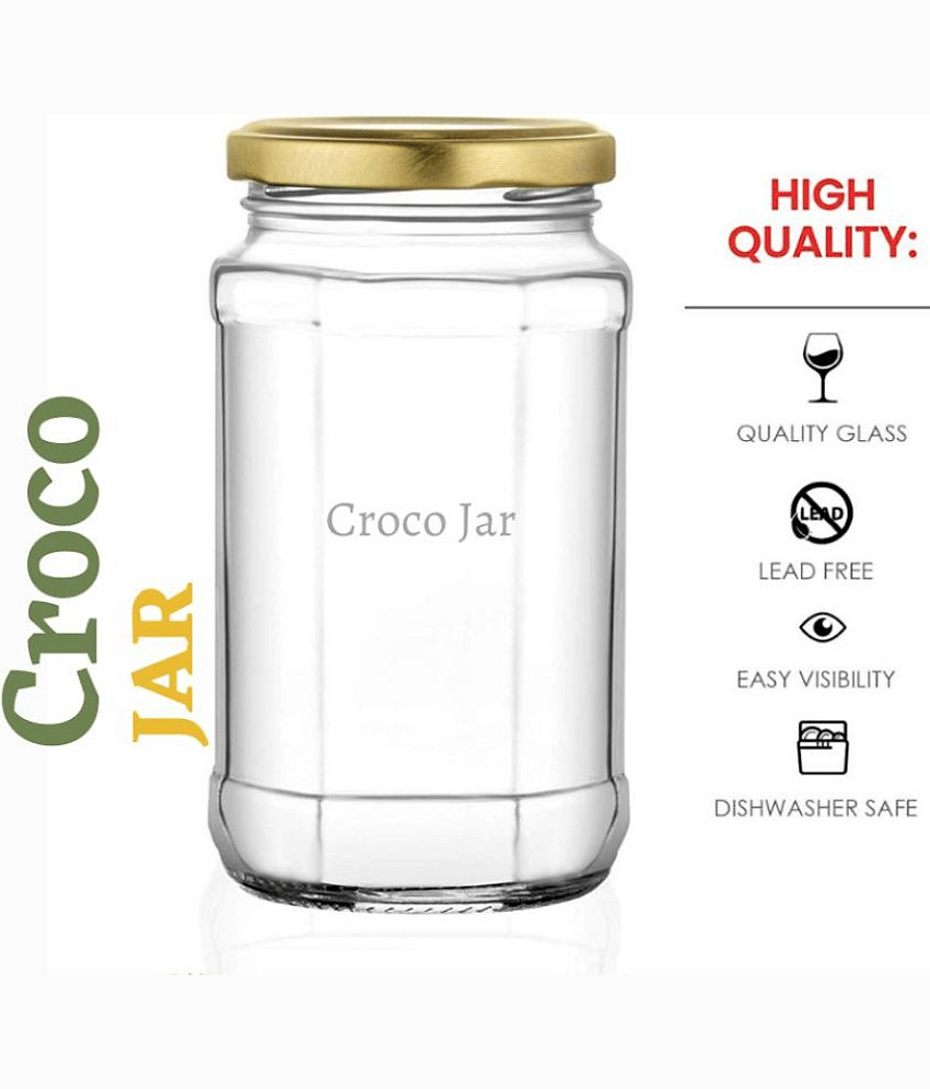 CROCO JAR - Glass Gold Spice Container ( Set of 6 - 450 ) view 2