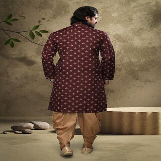 Raivat Ethnic Wine Colour Cotton Digital Print Kurta Pajama 1557 view 2