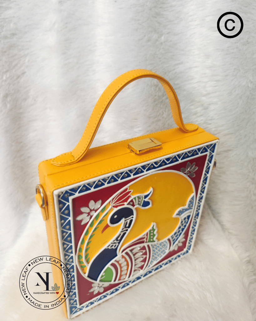 Peacock Lippan Art Handcrafted Square Box Bag view 2