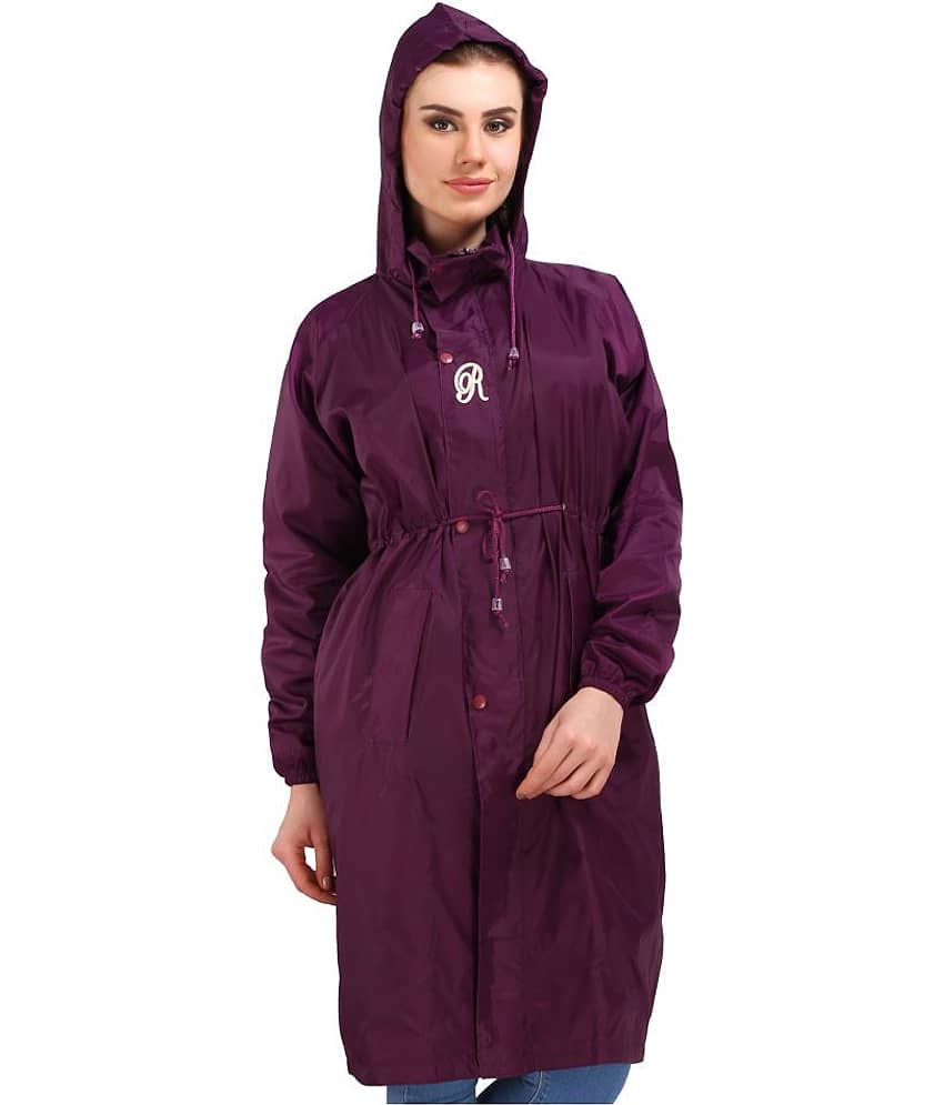 Goodluck Polyester Long Raincoat - Purple view 2