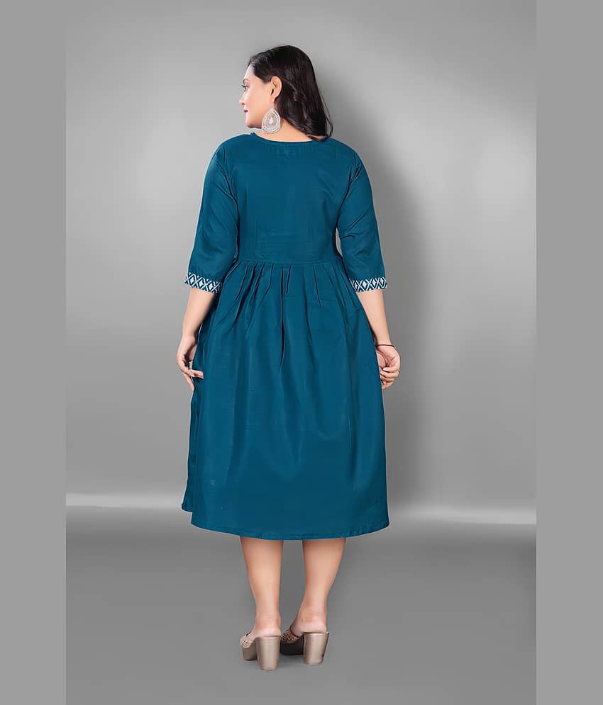 Hetsa Women Cotton Blend Embroidered Anarkali Kurti ( Blue ) view 2