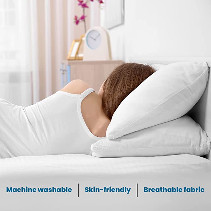 Sleepsia Premium Microfiber Bed Pillow - Ultra Soft Down Alternative Bed Pillows for Sleeping - (White, Small Size) 16" X 24" Pack of 1 view 2