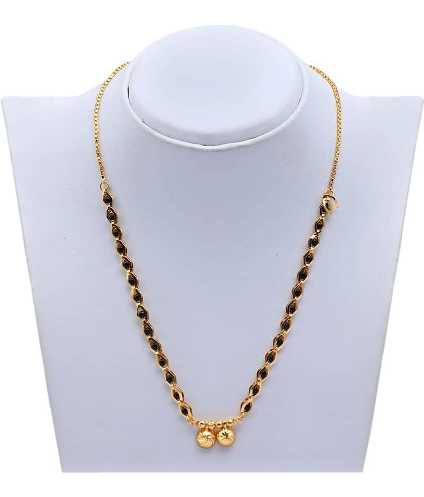 h m product gold plated black bead short mangalsutra for women-10023 view 2