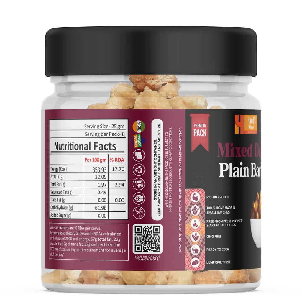 Hand’s Magic Mixed Dal Plain Bari – Premium Pack | High Protein | Blend of Urad, Chana, Moong, Masoor & Matar Dal | Ready to Cook | 100% Homemade | No Preservatives | 200g view 2