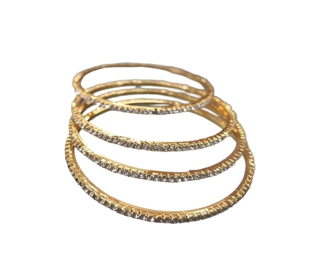 Gold Plated Cubic Zirconia Bangle Set of 4 view 2