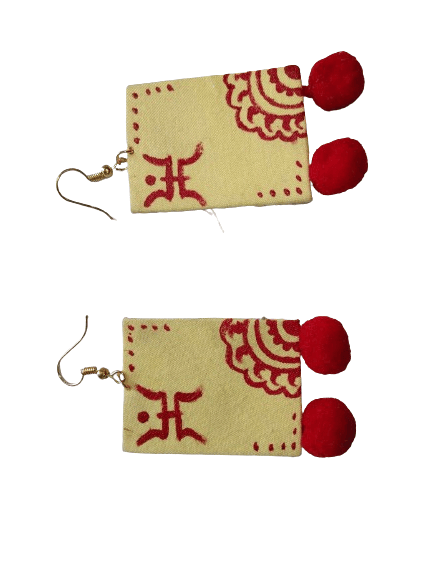 handmade yellow & red earrings view 2