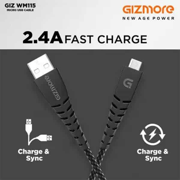 GIZMORE GIZ WM115 2.4A Heavy Duty USB cable view 2