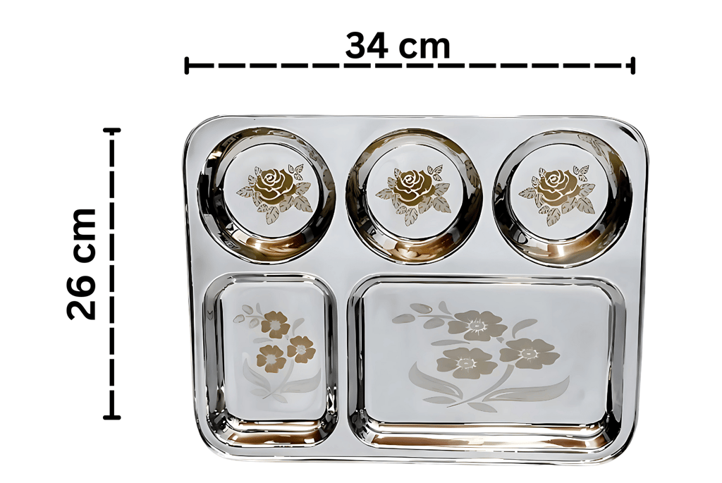 Wektu Stainless Steel Bhojan Thal/5 in 1 Container/Pack of 1 view 2