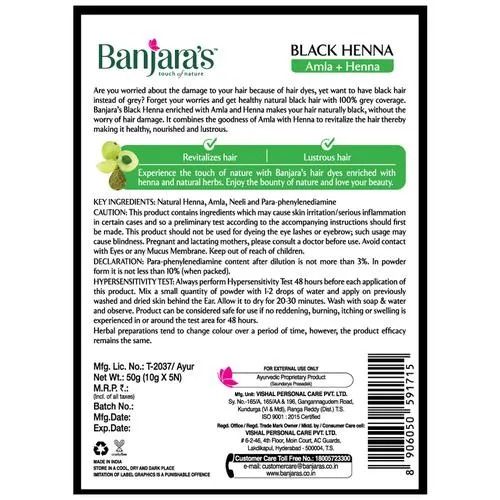 Banjara's Black Henna With Amla Hair Colour, 50 gm view 2