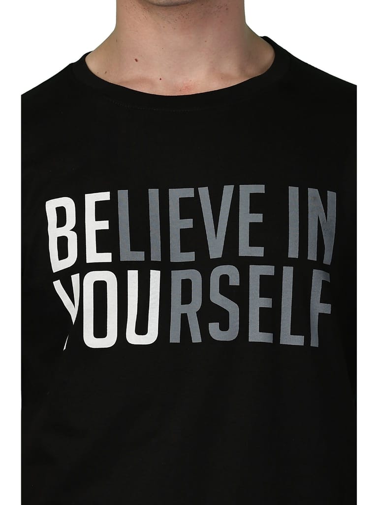 Cotton Black Graphic BIYS T-Shirt view 2
