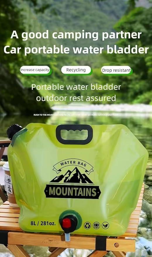 8 Liter Folding Water Storage Bag Pouch for Cycling, Picnic, Outdoor Camping, Road Trip, Traveling Water Carrier Supplies Bag and Container 8L Drinking Water Container Tank (Multicolour) view 2