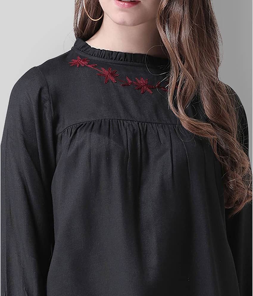 MsFQ Women's Rayon Regular Top ( Black ) view 2