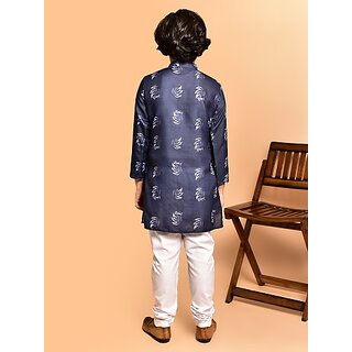 PrintCultr Boys Festive & Party Kurta and Pyjama Set (Dark Blue) view 2
