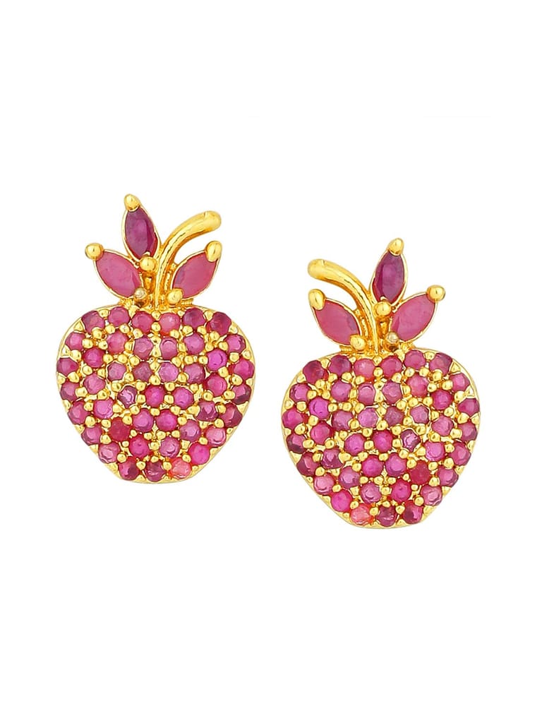 Cardinal American Diamond Butterfly Red Stone Brass Earrings Set view 2