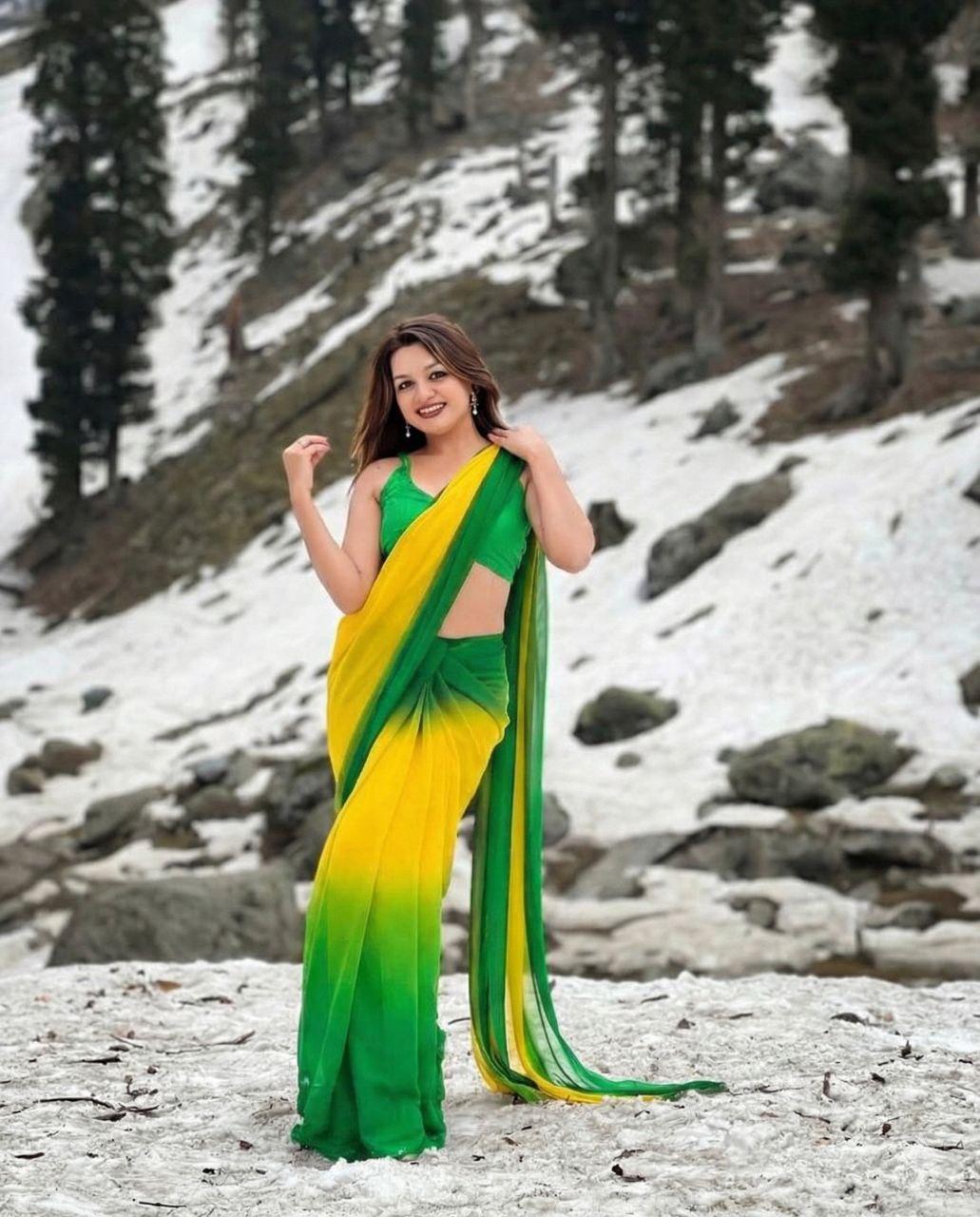 Dyed Padding Georgette Saree view 2