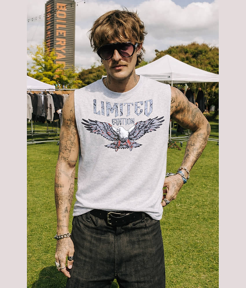 FTX Men Cotton Blend Regular Fit Printed T-Shirt ( White )