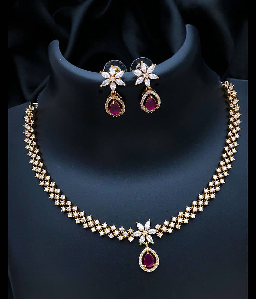 ROFARWORD Gold Brass Necklace Set ( Pack of 1 ) view 2