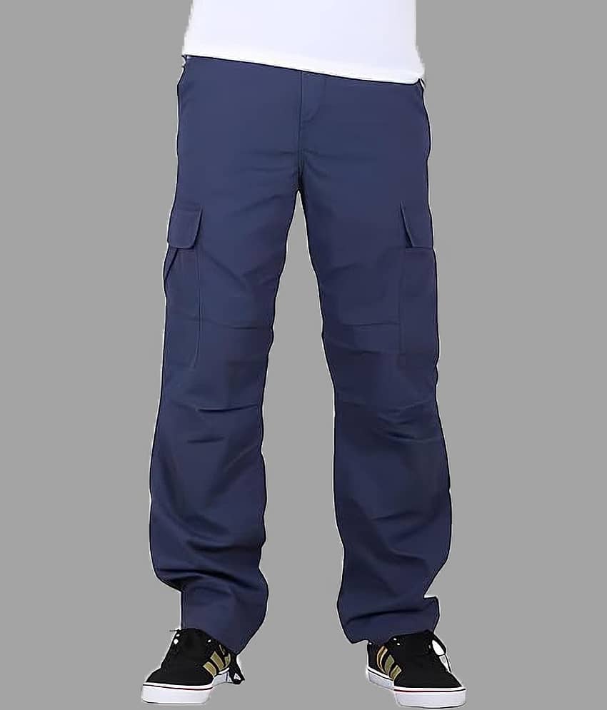 Reoutlook Regular Flat Men's Cargos - Blue ( Pack of 1 ) view 2