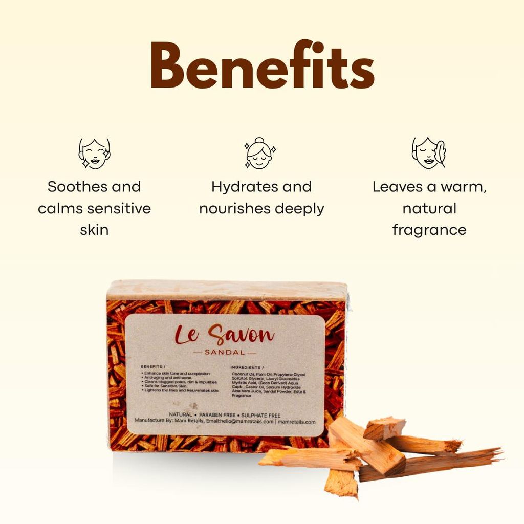 Le Savon Sandalwood Soap - Natural, Paraben Free, Sulphate Free view 2