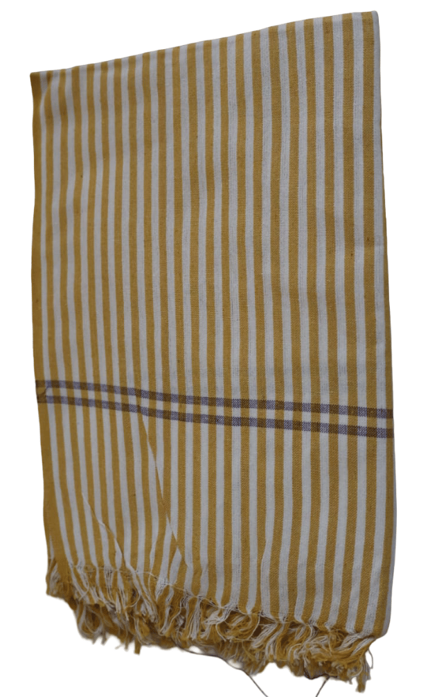 Striped Cotton Towel with Fringe Detailing view 2