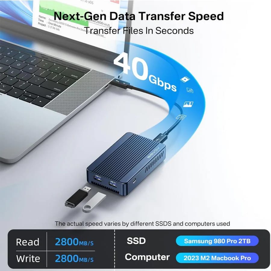 ACASIS Mac Mini Dock Dual Monitor with 40Gbps M.2 NVMe SSD Enclosure, 2*DP1.4, 2*USBA 3.1, 1 USBC 10Gbps, for Thunderbolt 4/USB4/3.2/3.1/3.0, M1/M2 view 2