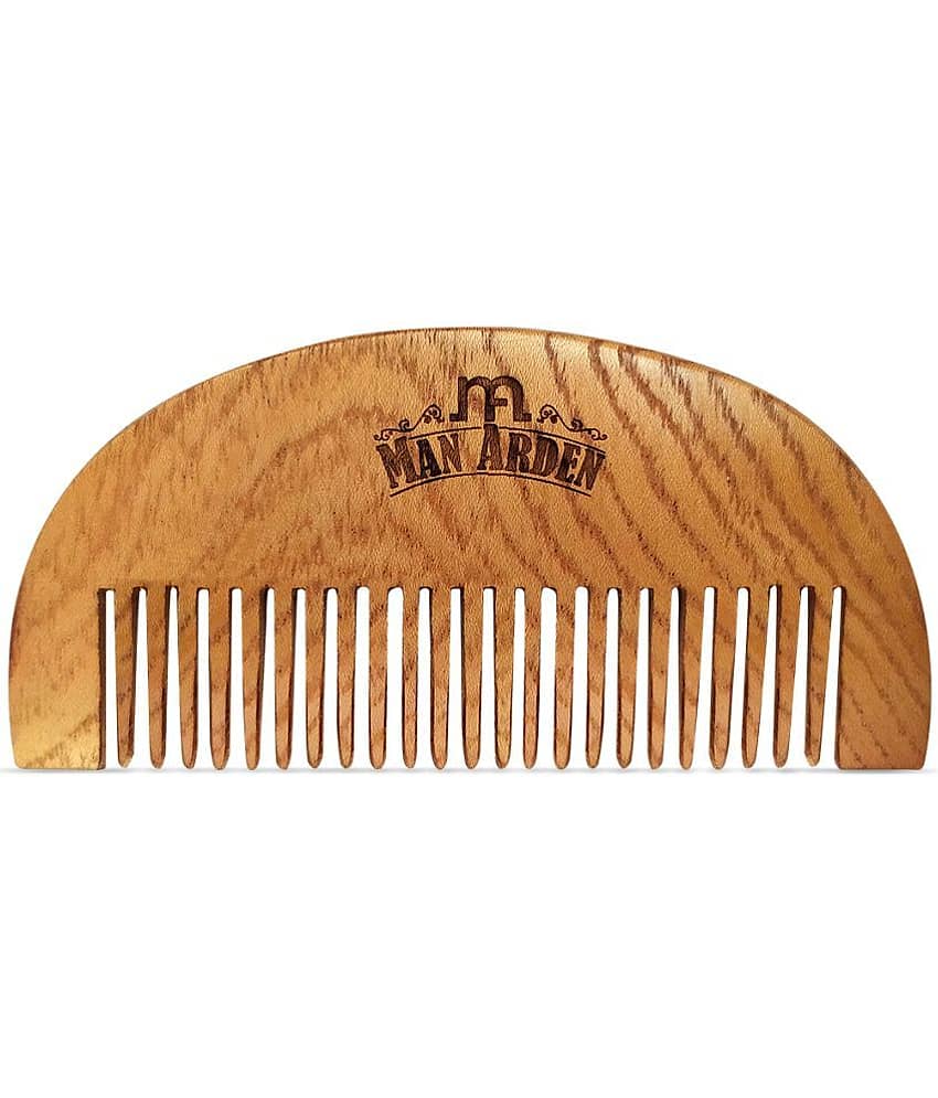 Man Arden Pure Neem Wooden Pocket Size Beard Comb with Premium Faux Leather Pouch view 2