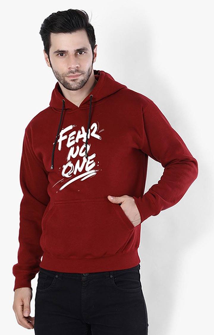 Men's Red Fleece Printed Hoodies