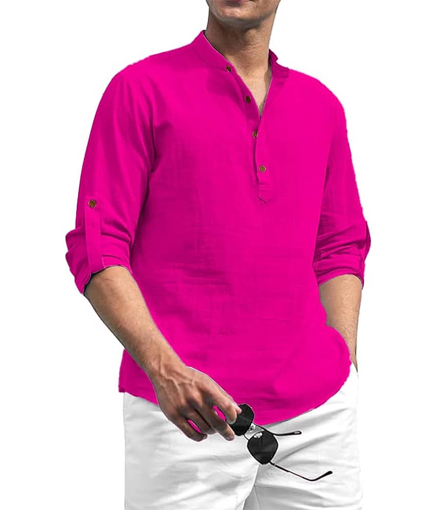 UNI VIBE Light Blue Cotton Men's Shirt Style Kurta ( Pack of 1 )