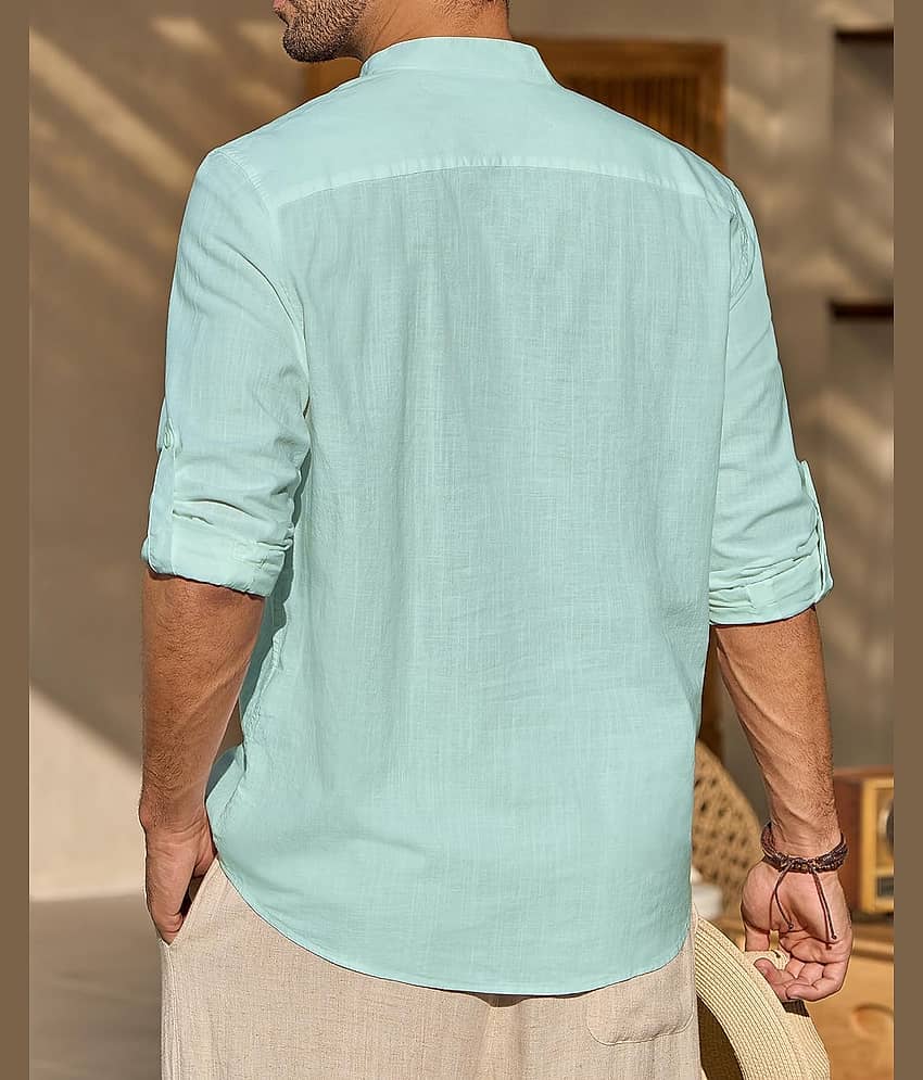 TrendiVastra Cream Cotton Blend Men's Shirt Style Kurta ( Pack of 1 ) view 2
