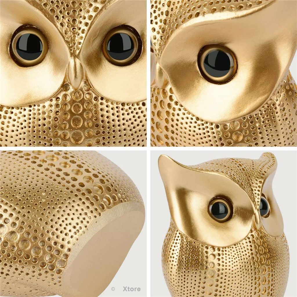 Aaradhya Creations Modern Classy Lucky Owl Resin Art Figure Showpiece (Golden), 1 Piece view 2