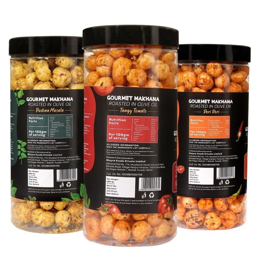 GOURMET MAKHANA Roasted in Olive Oil | Flavors Tangy Tomato, Pudina Masala and Peri Peri | Combo Of 3, 65g Each. - 195 gm view 2