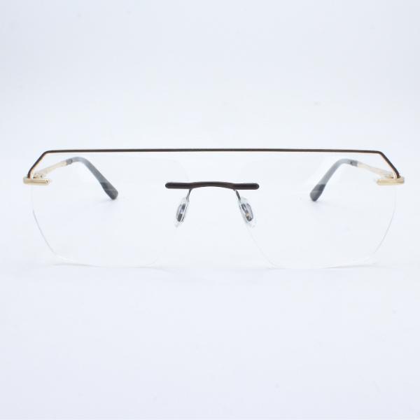Lensoz Elite X Luxe Rimless Geometric - Narrow - Golden & Brown view 2