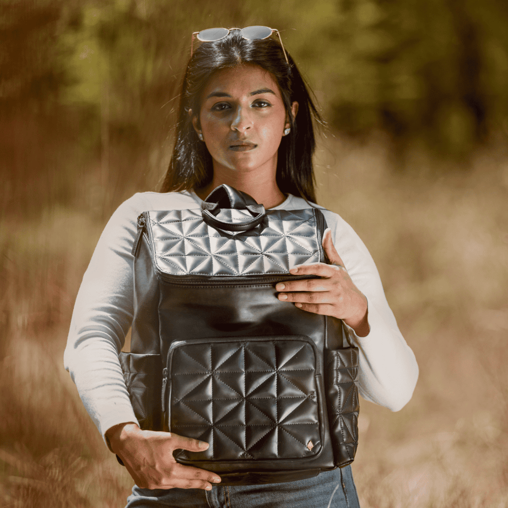Elm Black Vegan Leather Backpack view 2