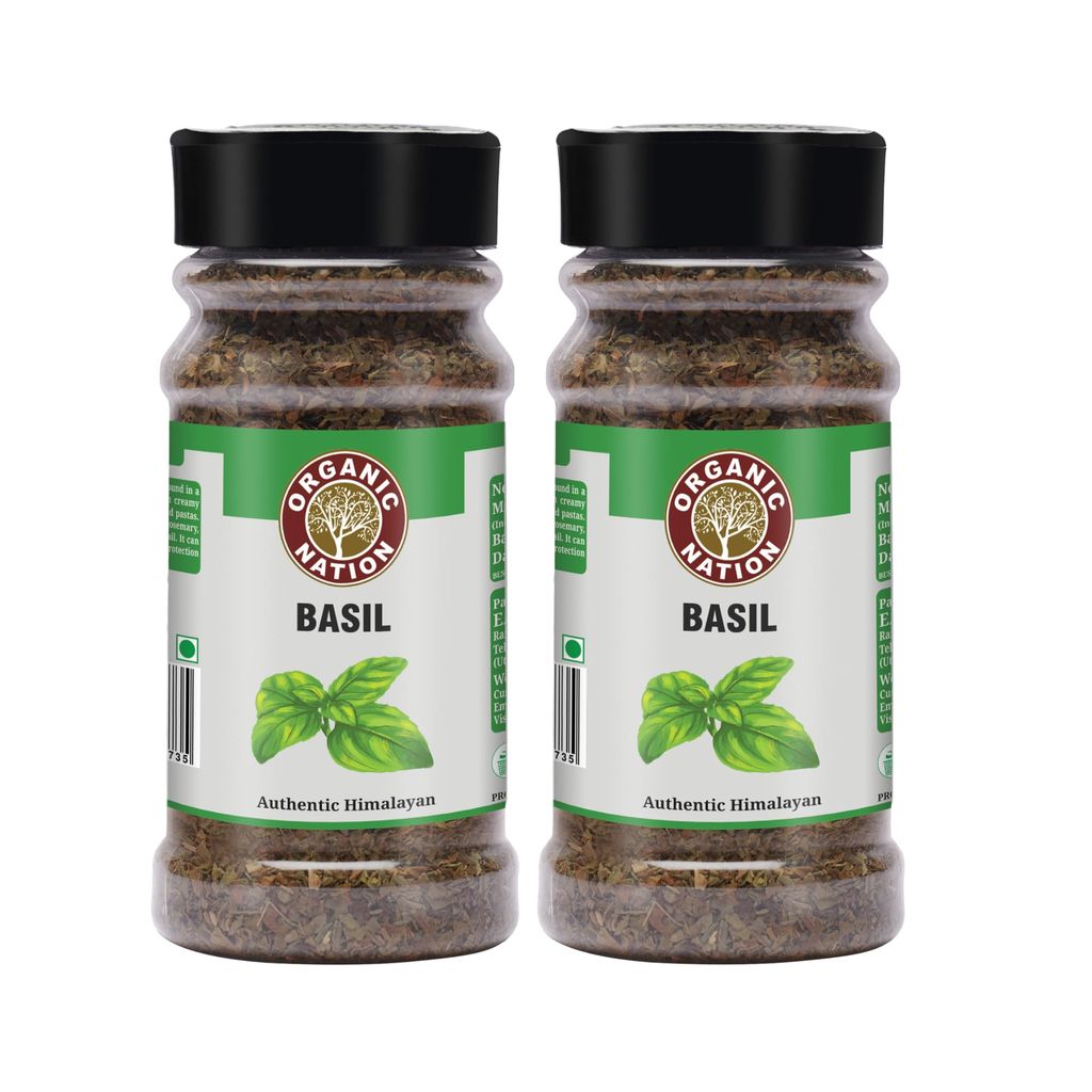 Organic Nation Basil Leaves 30g (pack of 2) | Premium Sun-Dried Basil for Italian, Thai & Continental Cooking