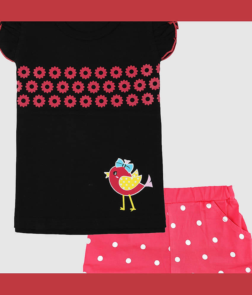 CATCUB - Multicolor Cotton Girls Top With Shorts ( Pack of 2 ) view 2