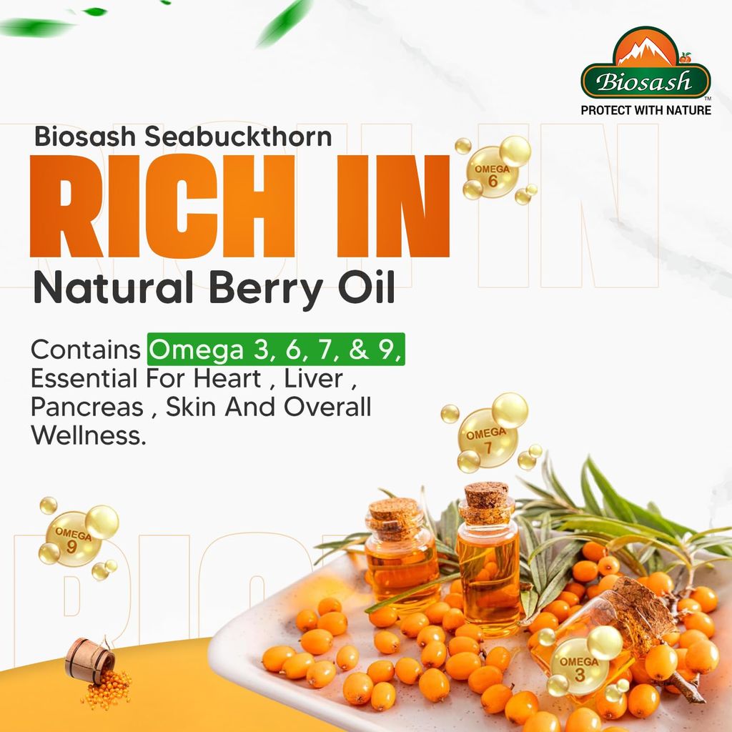 Biosash WELLSASH Sea Buckthorn Juice 250ml | Certified Organic & Cold-Pressed | Rich in Omega 3 6 7 9, Vitamins & Antioxidants |No Added Sugar| Daily Wellness Drink for Immunity & Vitality |50 Serves view 2