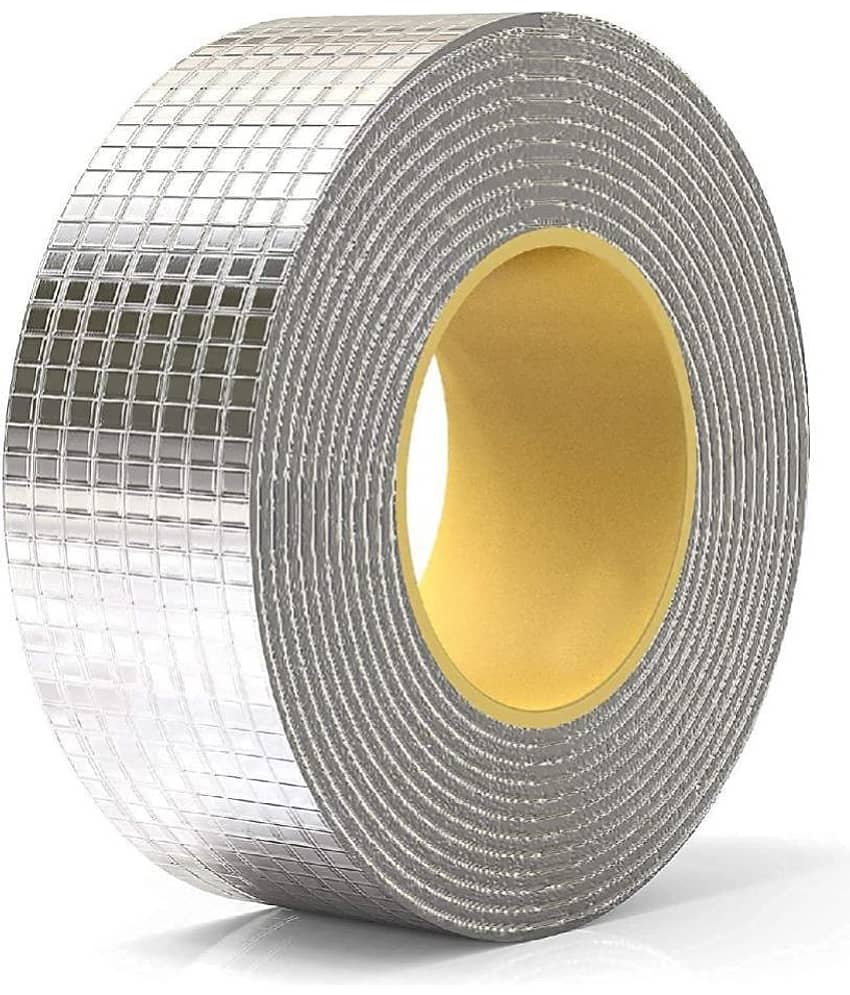 Super Strong Adhesive Waterproof Permanent Repair Aluminum Butyl Tape Rubber Foi - Silver Single Sided Flax Tape ( Pack of 1 )