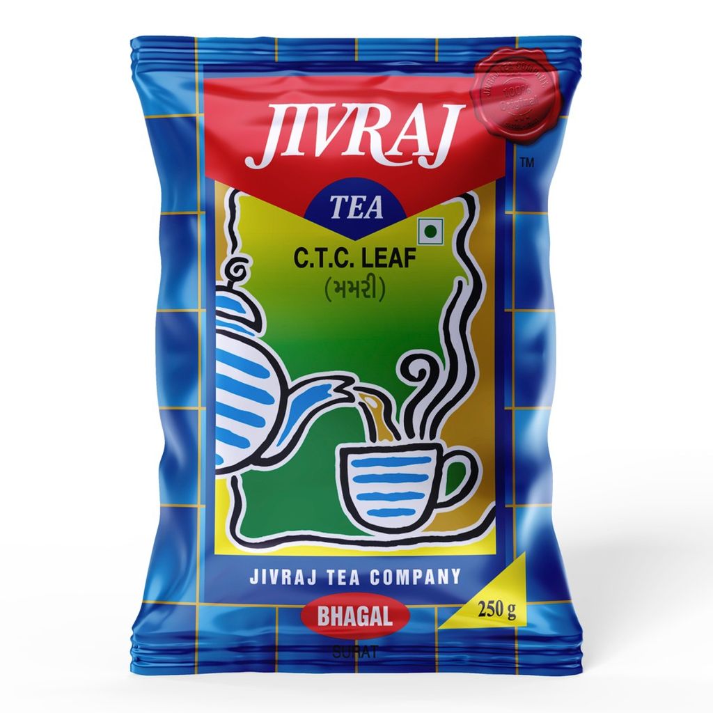 Jivraj Tea 250gm | CTC Assam Black Leaf Tea | Chai Patti Powder | Pouch 250g