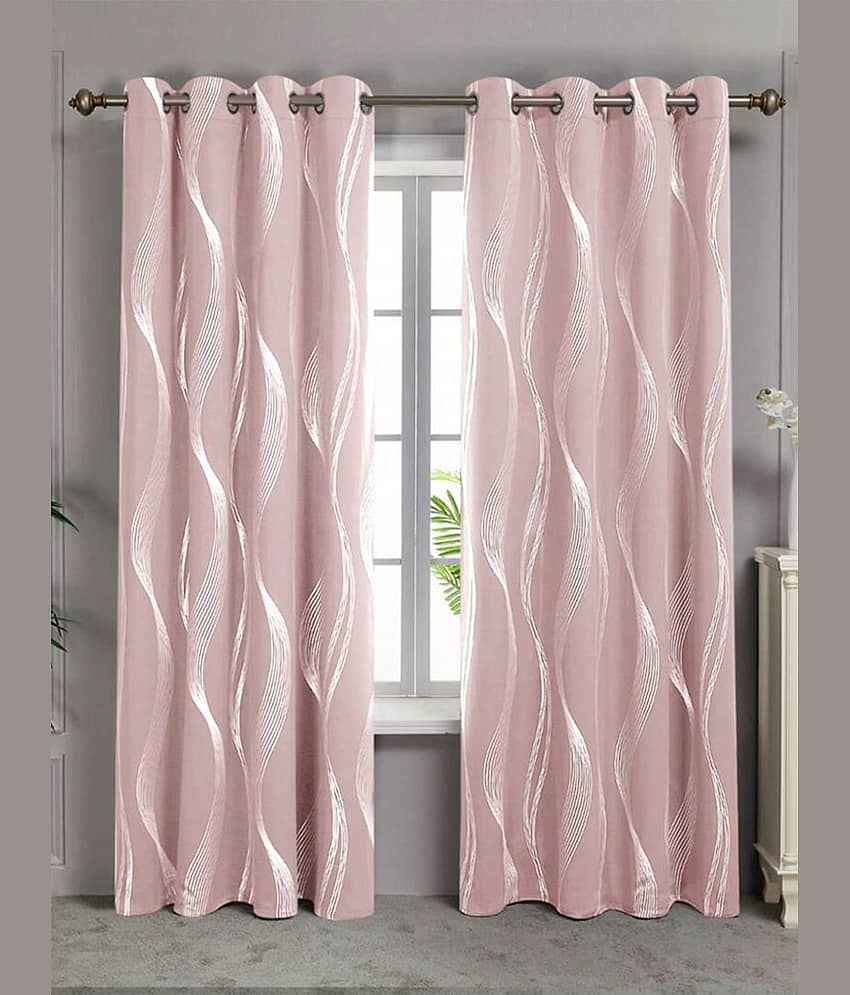 V21 decod Graphic Room Darkening Eyelet Curtain 9 ft ( Pack of 1 ) - Pink view 2