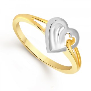 Vighnaharta Marvellous Heart Plain Gold and Rhodium Plated Ring - VFJ1086FRG view 2