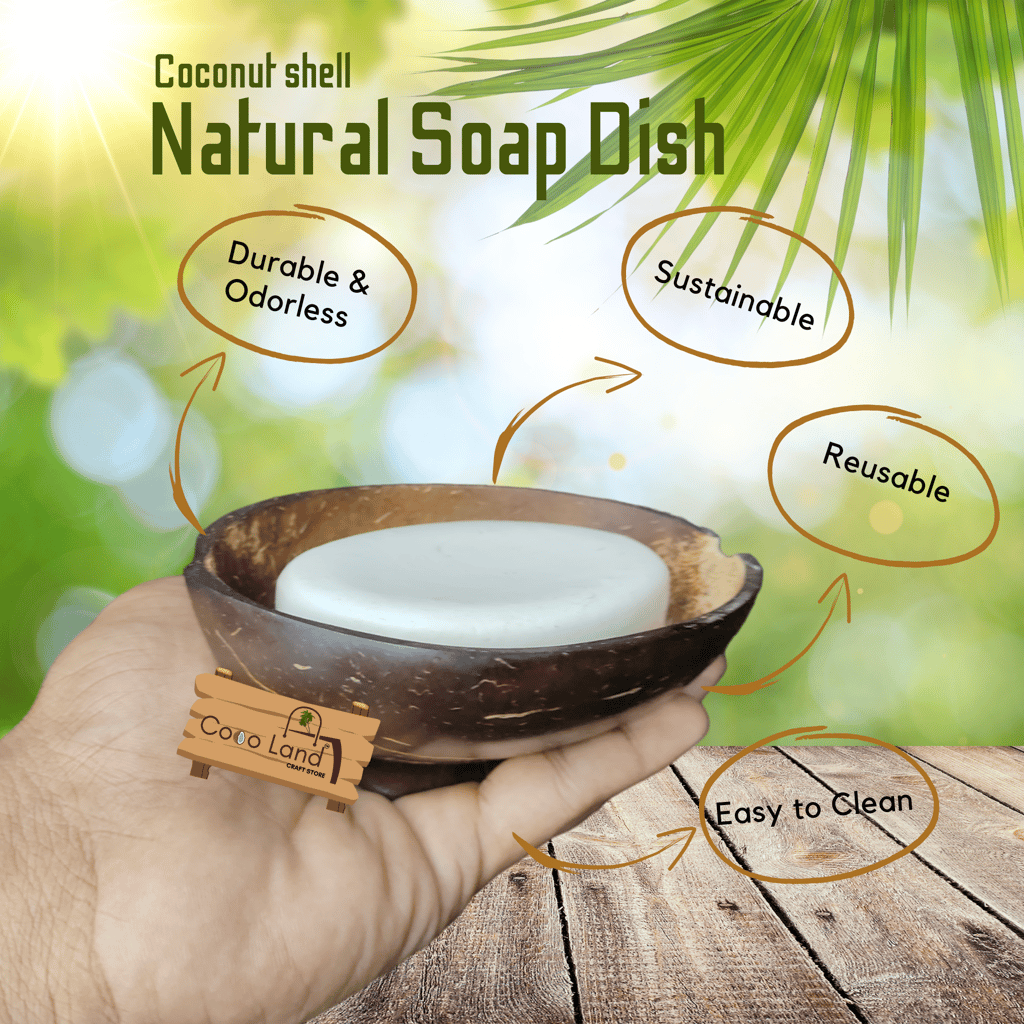 CocoLand Coconut Shell Soap Dish With base / Coconut Oil Polished view 2