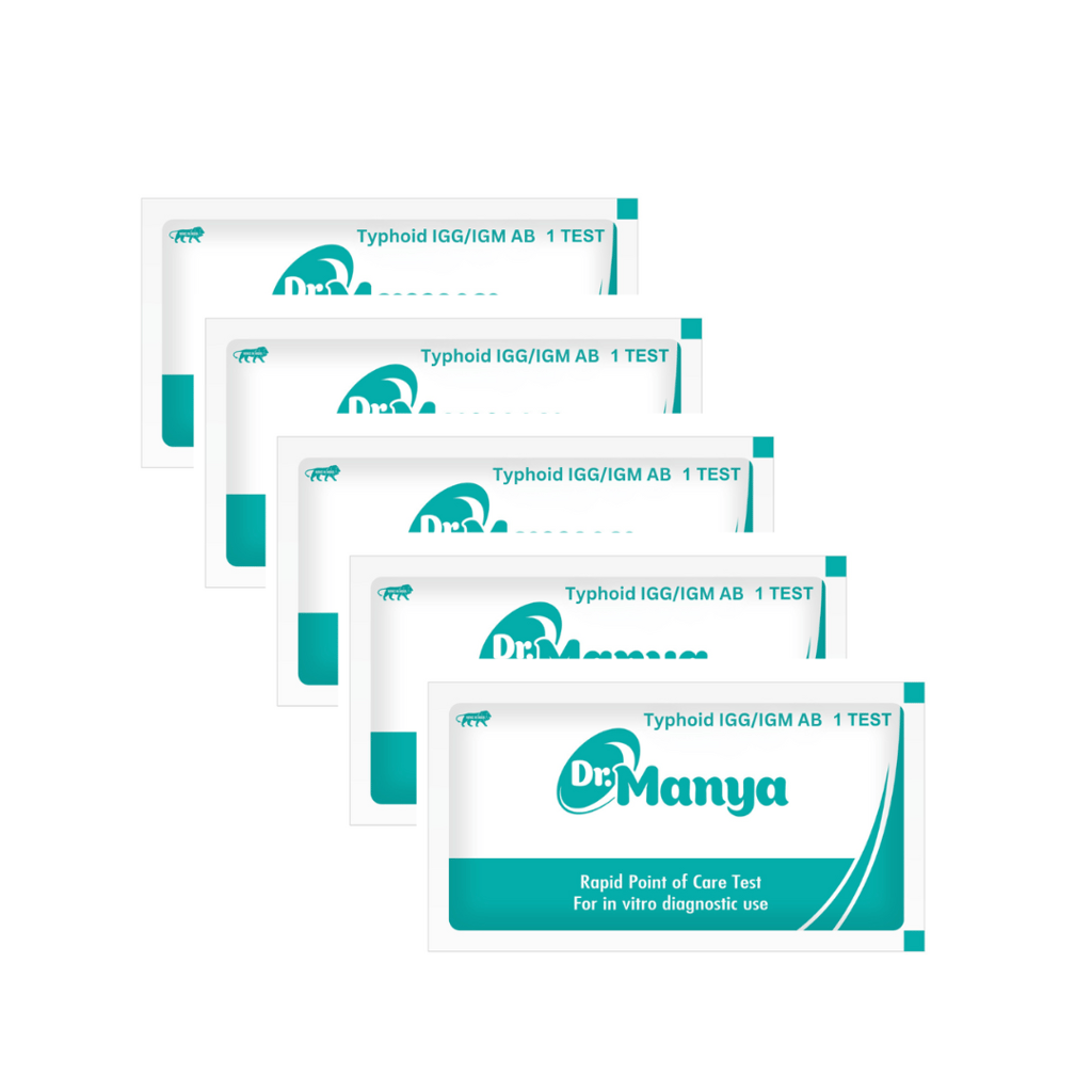 Dr. Manya Typhoid IgG/IgM Rapid Test Kit Pack of 5 | Fast Antibody Detection for Typhoid Fever Screening | Accurate Diagnostic Testing Device