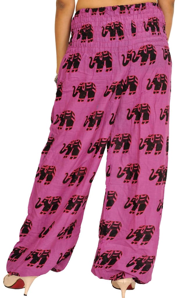Meadow-Mauve Yoga Trousers with Printed Elephants and Front Pockets view 2